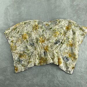 Free People Sheer Floral Lace Crop Top in White, Yellow & Blue